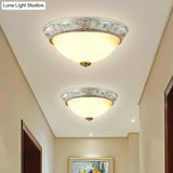 Ivory Glass Flushmount Traditional Corridor Light - 1 Head Silver Dome 11’/15’/19’ Diameter