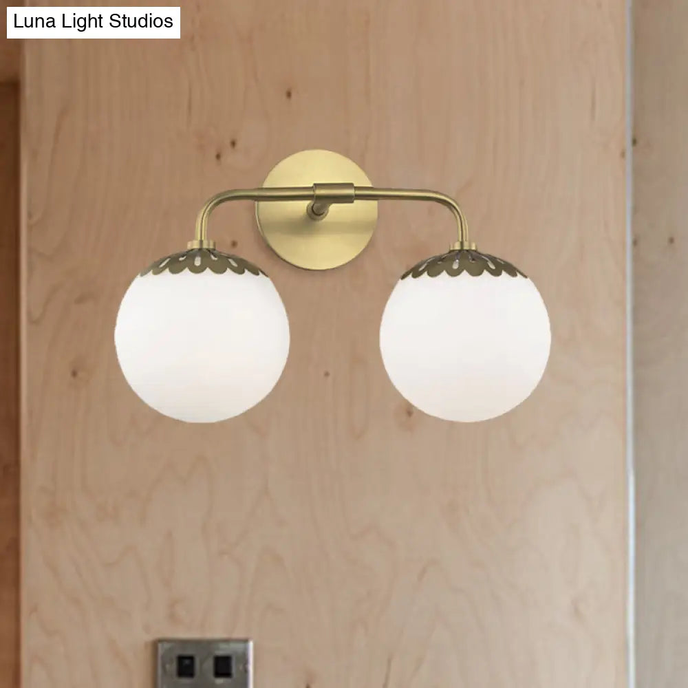 Ivory Glass Gold Vanity Sconce - Elegant Wall Mounted Light Fixture For Bedroom