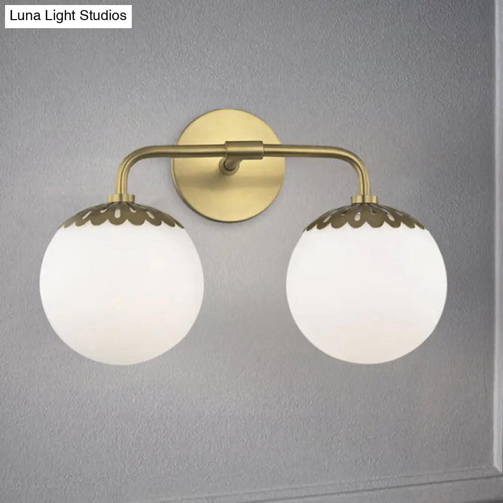 Ivory Glass Gold Vanity Sconce - Elegant Wall Mounted Light Fixture For Bedroom