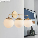 Ivory Glass Gold Vanity Sconce - Elegant Wall Mounted Light Fixture For Bedroom