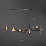 Ivory Glass Island Pendant Light: Geometric Contemporary Hanging Fixture For Restaurants 6 / Black