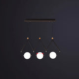 Ivory Glass Minimalist Ball Suspension Light - Creative Island Fixture 3 / Black