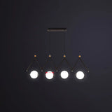 Ivory Glass Minimalist Ball Suspension Light - Creative Island Fixture 4 / Black