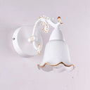 Ivory Glass Wall Mount Vanity Sconce - Classic Flower Design Ideal For Bathrooms 1 / White