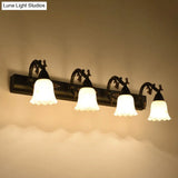 Ivory Glass Wall Mount Vanity Sconce - Classic Flower Design Ideal For Bathrooms