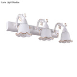 Ivory Glass Wall Mount Vanity Sconce - Classic Flower Design Ideal For Bathrooms