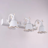 Ivory Glass Wall Mount Vanity Sconce - Classic Flower Design Ideal For Bathrooms 3 / White