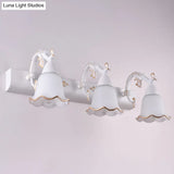 Ivory Glass Wall Mount Vanity Sconce - Classic Flower Design Ideal For Bathrooms