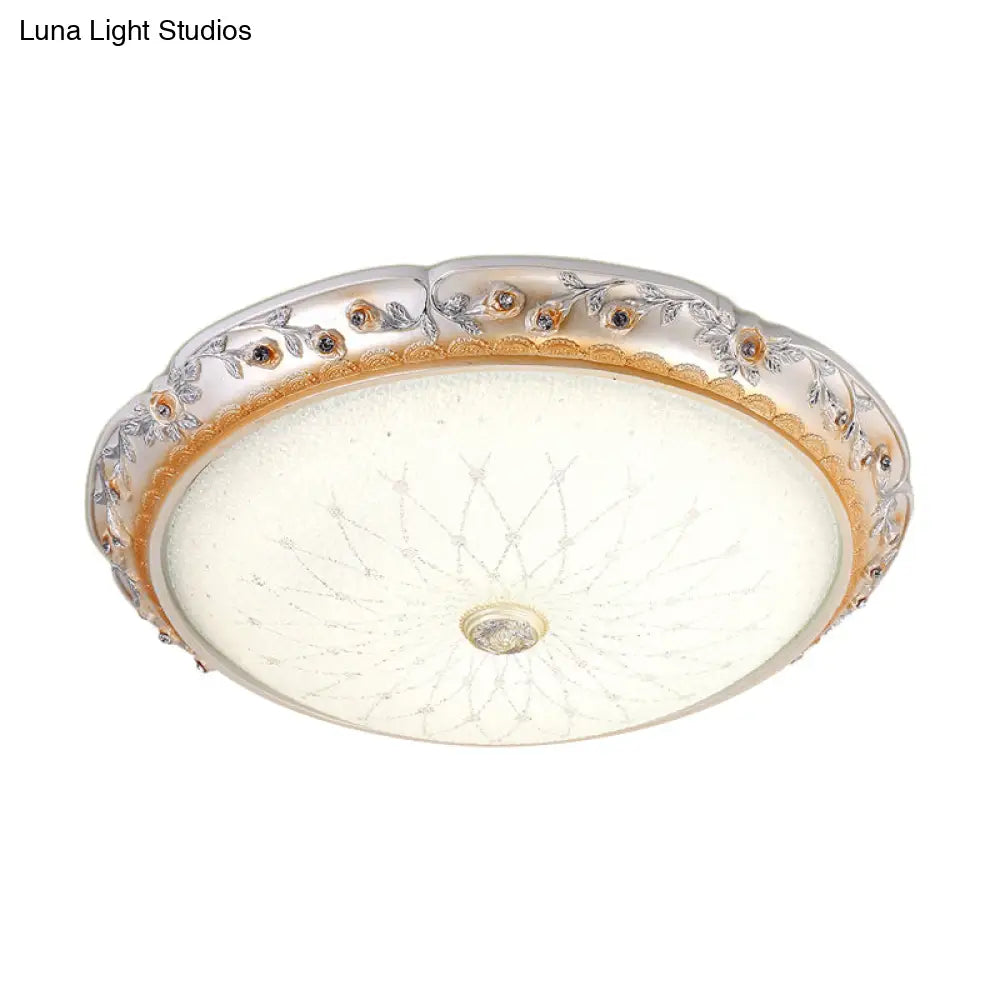 Ivory Glass White Led Flush Mount Lamp Traditional Round Shape 12’/16’/19.5’ Width