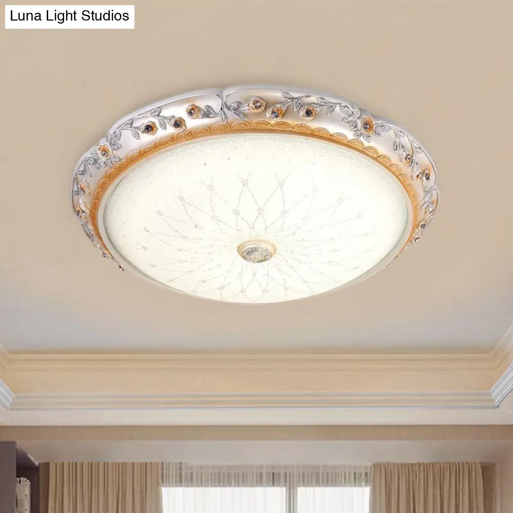 Ivory Glass White Led Flush Mount Lamp Traditional Round Shape 12’/16’/19.5’ Width