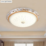 Ivory Glass White Led Flush Mount Lamp Traditional Round Shape 12’/16’/19.5’ Width