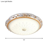 Ivory Glass White Led Flush Mount Lamp Traditional Round Shape 12’/16’/19.5’ Width