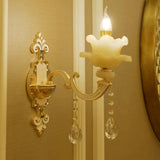 Jade Ruffle Wall Lamp: Retro Style With Crystal Accent Golden Glow 1 / Gold A