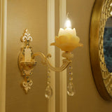 Jade Ruffle Wall Lamp: Retro Style With Crystal Accent Golden Glow 1 / Gold B
