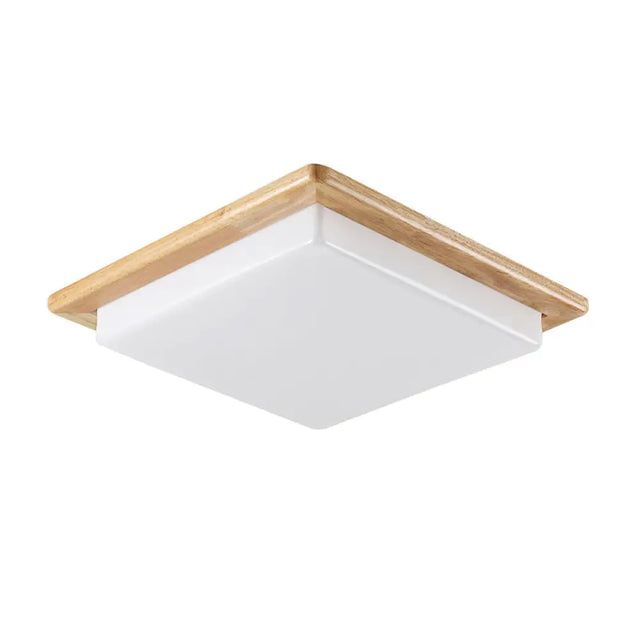 Japanese Acrylic Flush Mount Led Ceiling Light - Wood Finish