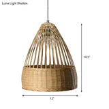 Japanese Bamboo Pendant Lighting - Hand-Woven Flaxen Ceiling Lamp