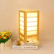 Japanese Beige Reading Lamp With Rectangular Wood Shade - Head Study Task Lighting