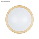 Japanese Led Wood Flush Mount Ceiling Light With Acrylic Shade