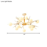 Japanese Style Multi-Head Glass Chandelier For Tea Station With White Spherical Shades