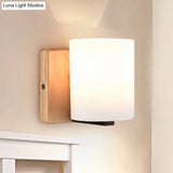 Japanese Style Opal Glass Wall Lamp In White Small Light For Hallway Or Stairway