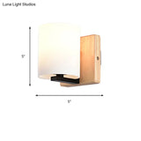 Japanese Style Opal Glass Wall Lamp In White Small Light For Hallway Or Stairway