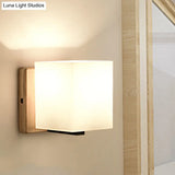 Japanese Style Opal Glass Wall Lamp In White Small Light For Hallway Or Stairway