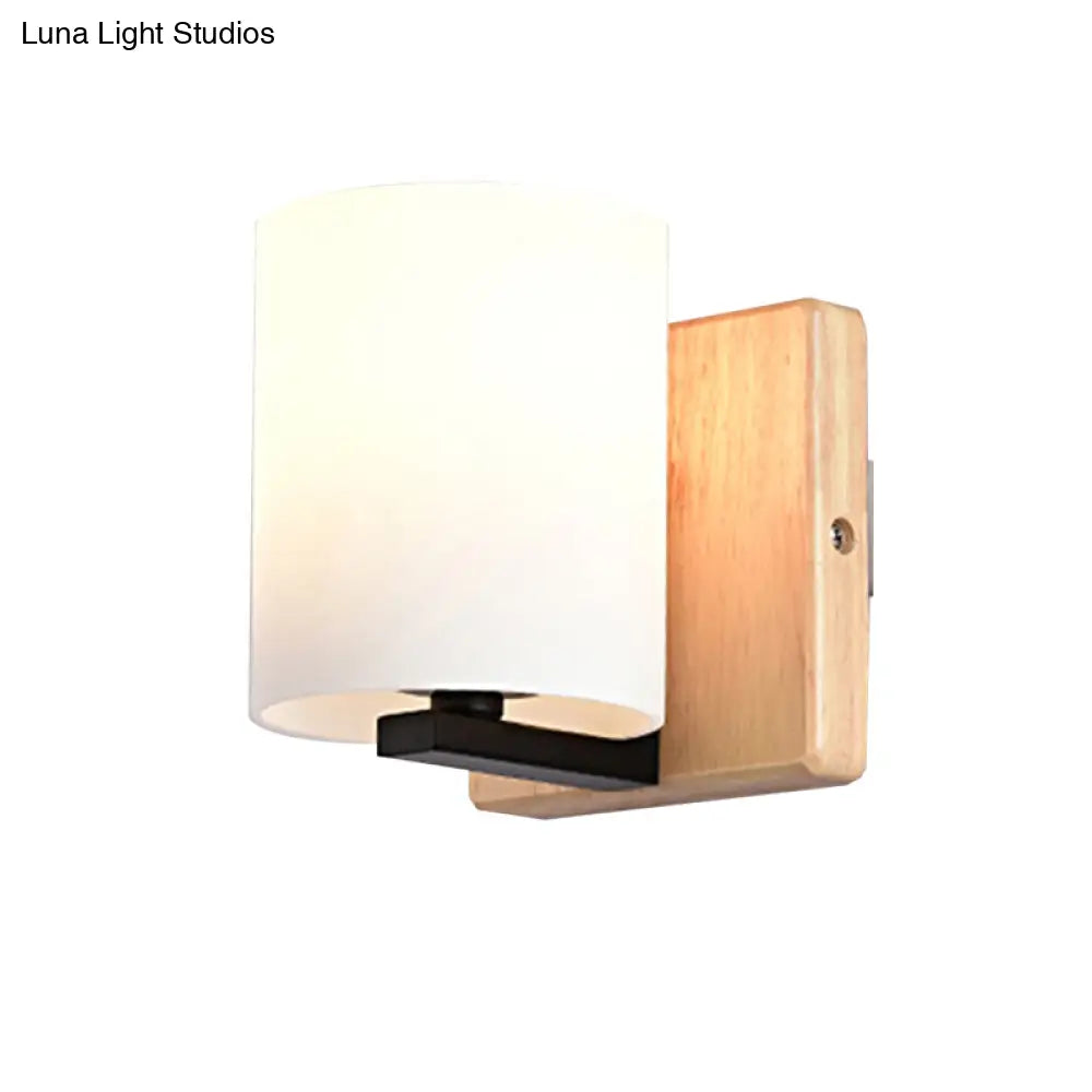 Japanese Style Opal Glass Wall Lamp In White Small Light For Hallway Or Stairway
