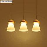 Japanese Style White Glass Conical Pendant Ceiling Light For Dining Room