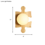 Japanese Style Wooden Puzzle Base Wall Light - 1 Beige Sconce Lamp For Corridor & Kitchen