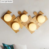 Japanese Style Wooden Puzzle Base Wall Light - 1 Beige Sconce Lamp For Corridor & Kitchen