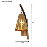 Japanese Tapered Wood Sconce - Beige Wall Mounted Light Fixture For Restaurants