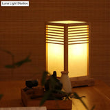 Japanese Wood Shade Desk Lamp With Beige Rectangular Design Small 1-Bulb Task Lighting