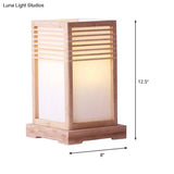Japanese Wood Shade Desk Lamp With Beige Rectangular Design Small 1-Bulb Task Lighting