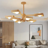 Japanese Wood Trapezoid Chandelier Pendant Light For Living Room Fixture 8 /