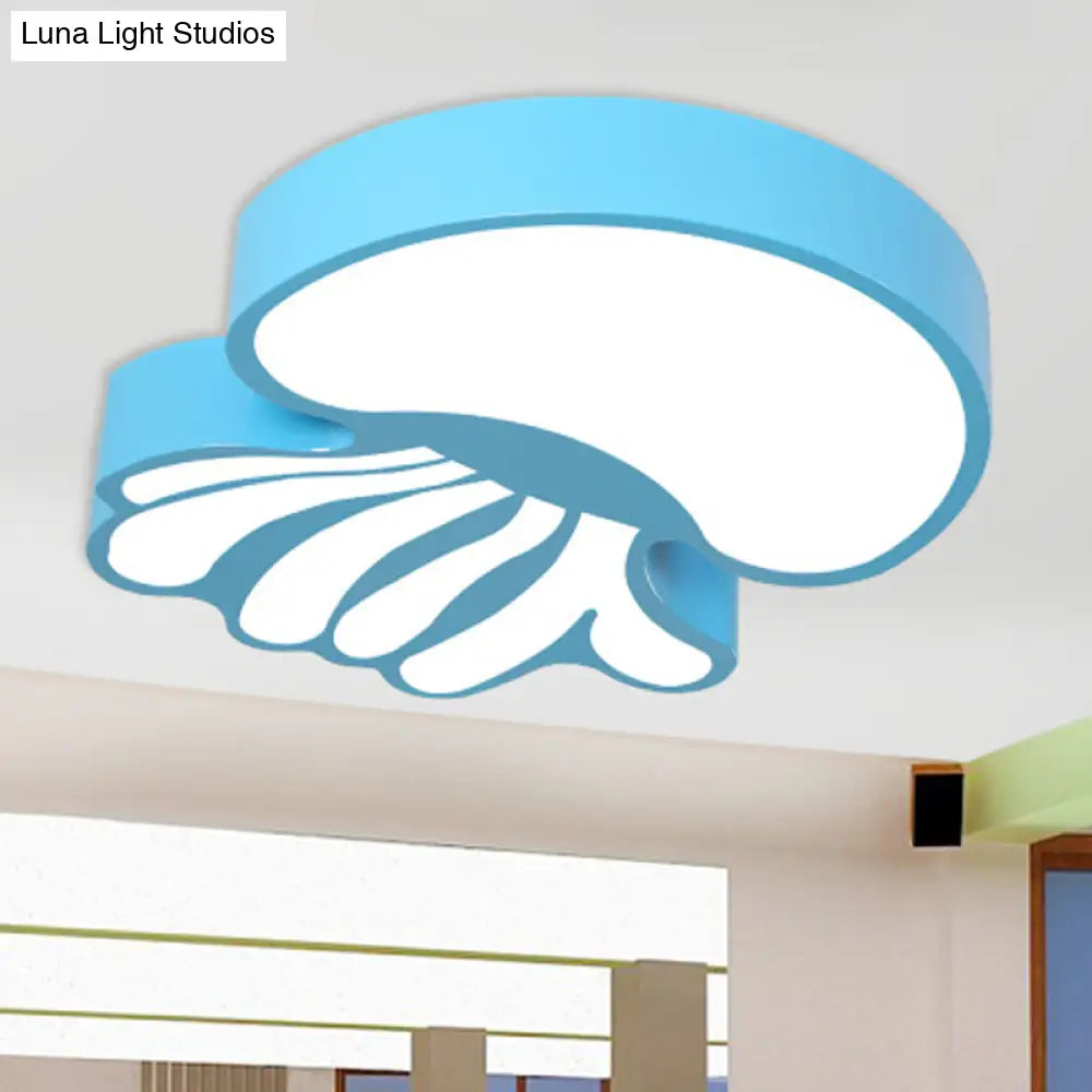 Jellyfish Blue Led Flushmount Light With Acrylic Shade In Warm/White