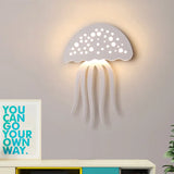 Jellyfish-Shaped Led Wall Lamp: Modern Cartoon Metal Sconce Light For Living Room White