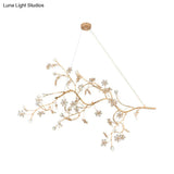 Jessica - Plum Romantic Tree Chandelier With Crystal Flower 12 Lights Metallic Pendant Light In