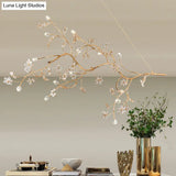 Jessica - Plum Romantic Tree Chandelier With Crystal Flower 12 Lights Metallic Pendant Light In