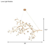 Jessica - Plum Romantic Tree Chandelier With Crystal Flower 12 Lights Metallic Pendant Light In