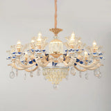 K9 Crystal Flower Chandelier Elegant Ceiling Light For Traditional Dining Rooms Ceramic Decor 15 /