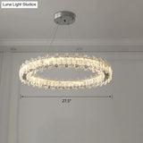 K9 Crystal Ring Led Pendant Light - Elegant Suspension Lamp With Chrome Finish