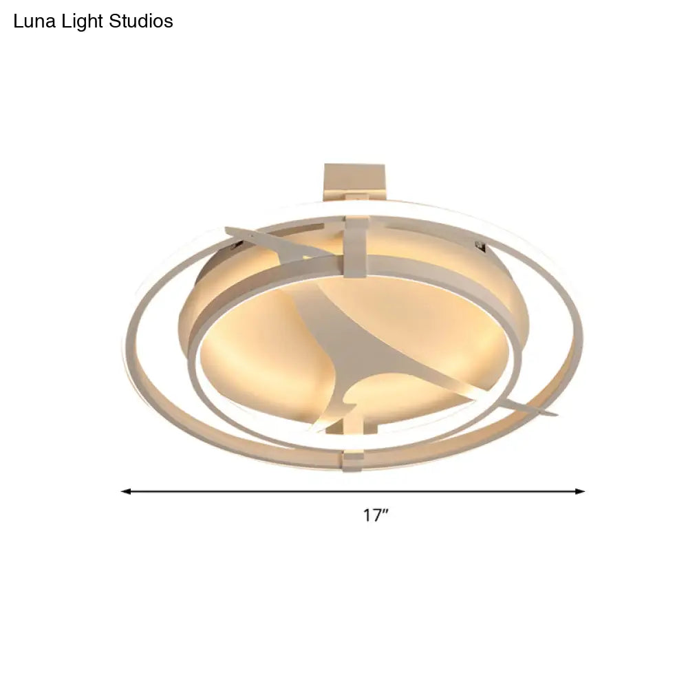 Kangaroo Baby Cartoon Led Ceiling Light - Acrylic Metal Flush Mount In White