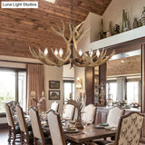 Khaki Resin Candelabra Hanging Chandelier - Traditional Pendant Ceiling Light For Living Room (3/5/6