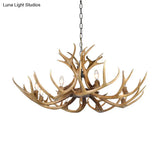 Khaki Resin Candelabra Hanging Chandelier - Traditional Pendant Ceiling Light For Living Room (3/5/6