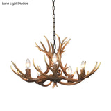 Khaki Resin Candelabra Hanging Chandelier - Traditional Pendant Ceiling Light For Living Room (3/5/6