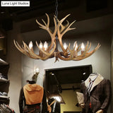 Khaki Resin Candelabra Hanging Chandelier - Traditional Pendant Ceiling Light For Living Room (3/5/6