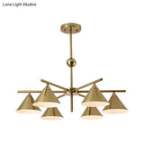 Kid Bedroom 6-Head Macaron Candy Colored Chandelier: Metallic Pyramid Design Hanging Light