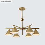 Kid Bedroom 6-Head Macaron Candy Colored Chandelier: Metallic Pyramid Design Hanging Light
