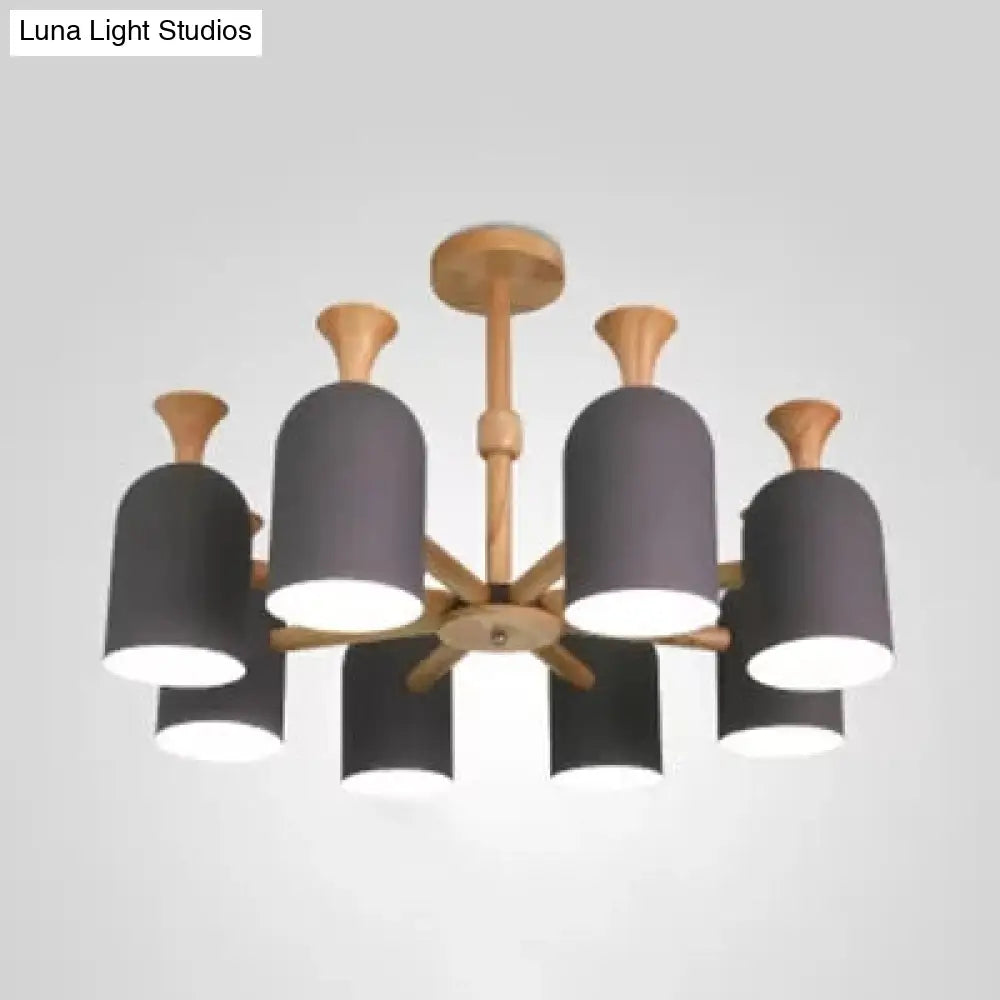 Kid Bedroom Candy Colored Goblet Chandelier - Macaron Loft Wood Hanging Light