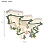 Kid Bedroom Ceiling Lamp: Modern Green Led Light With Pinaster Acrylic Mount